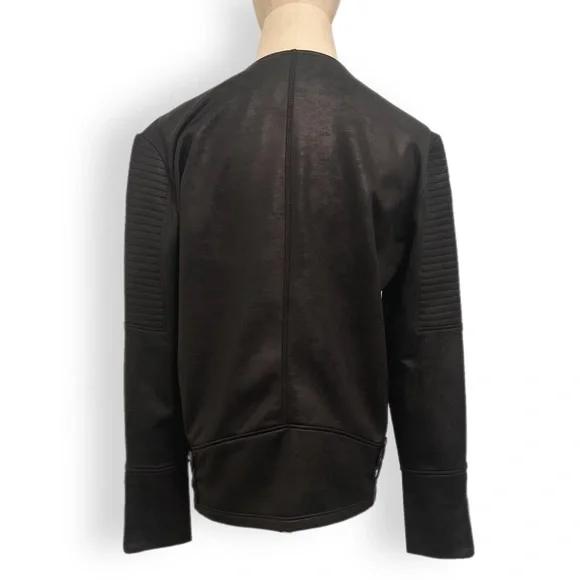 The Kooples Sport black faux leather quilted Moto jacket  Size Large - Picture 11 of 12